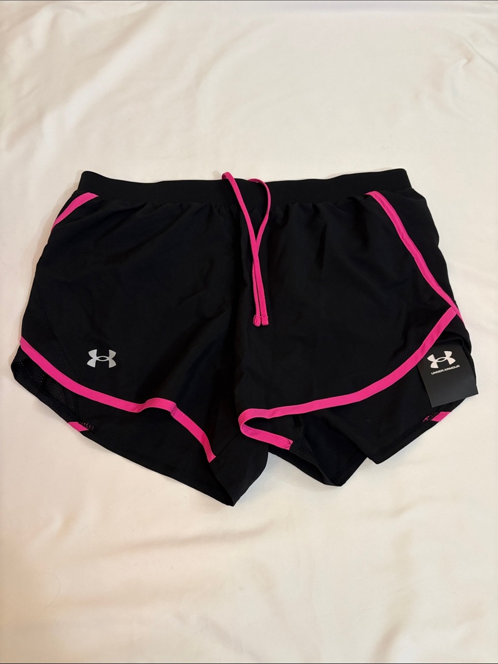 Under Armour Black Shorts with Pink Trim and Drawstring